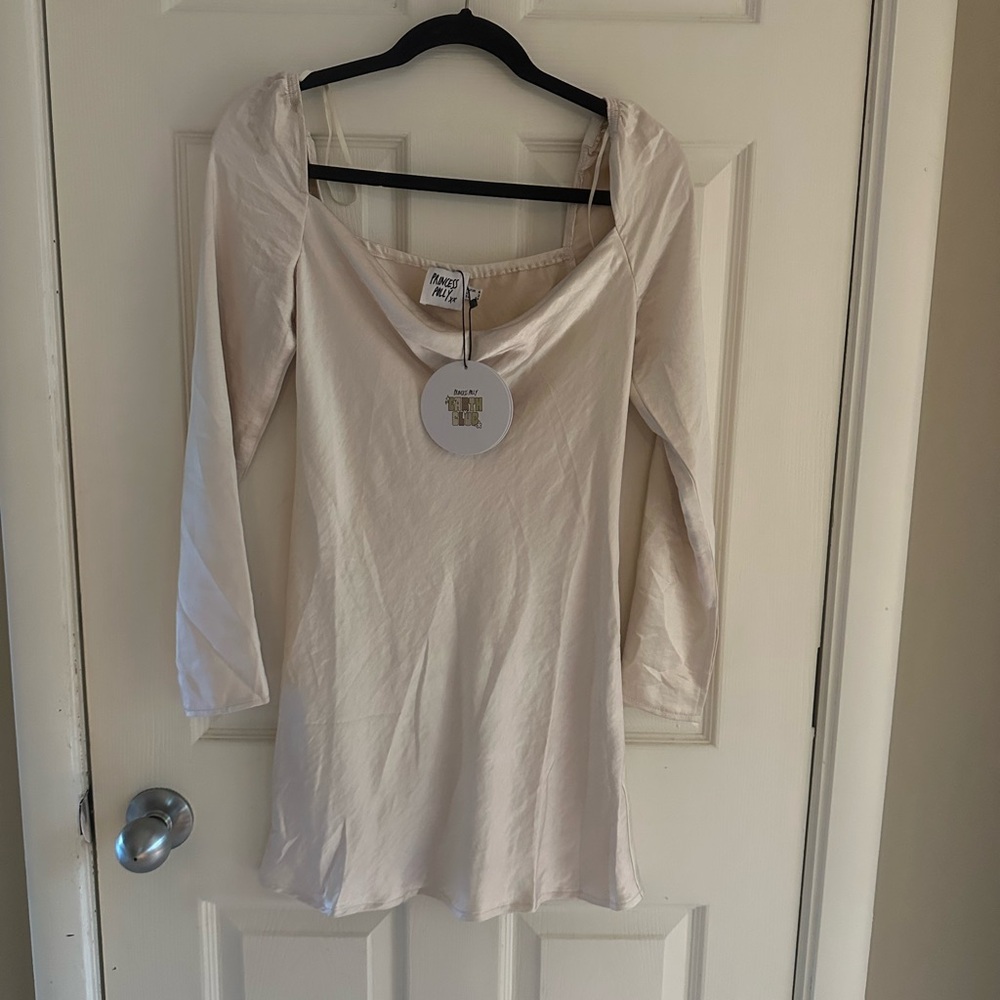 Princess Polly Cream Long Sleeve dress